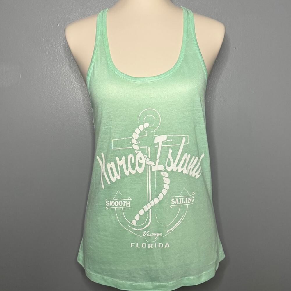 Exist Large Racerback Tank Marco Island Florida Mint Ancor Sailing Sheer Shirt